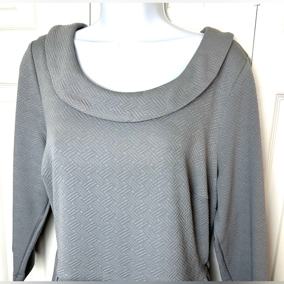 MODCLOTH Presentation Perfection Dress Gray Pleated Collared Textured Knit Pinup - Picture 6 of 13